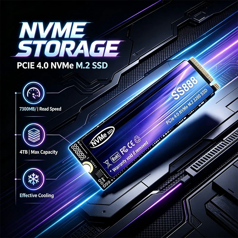 SSD M.2 SS888 baru, kapasitas  - M.2 Nvme 4Tb Pcie 4.0 Ssd ulasan dan harga